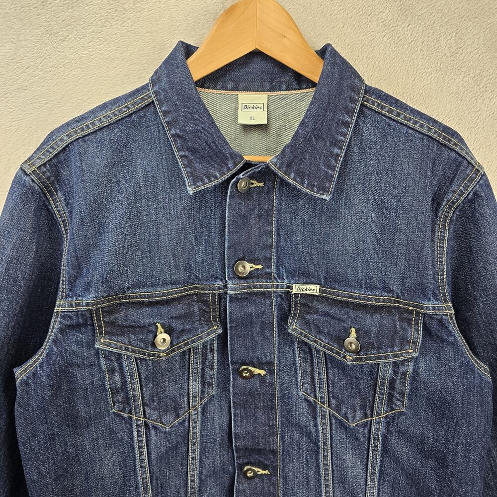 Vintage Dickies Denim Jacket Mens XL (Fits Medium) Blue Selvedge Type 2 90s Y2K - Picture 4 of 11